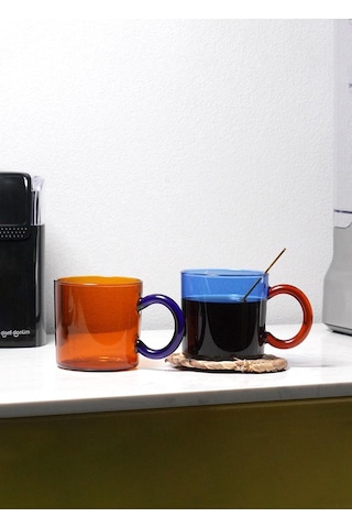 The Mia Renkli Cam Kupa Amber 250 Ml