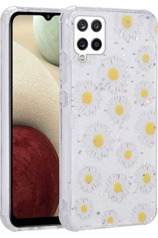Galaxy M33 Kılıf Simli Desenli Kamera Korumalı Parlak Zore Popy Kapak Papatya