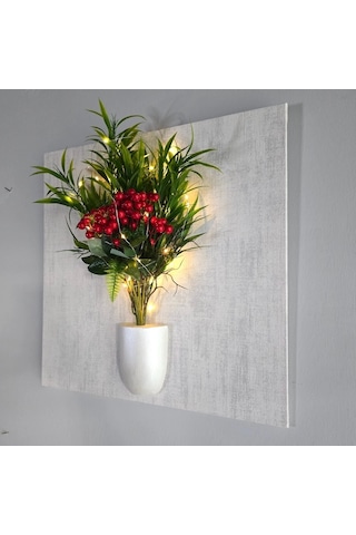 Led Işıklı, Yılbaşı Kokina, Kabartma Dokulu Çiçekli Tablo