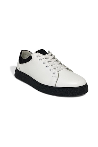 Catelli %100 Deri Ortopedik Erkek Rahat Günlük Sneaker Mevsimlik Taraftar Ayakkabı 40-44 Siyah Beyaz