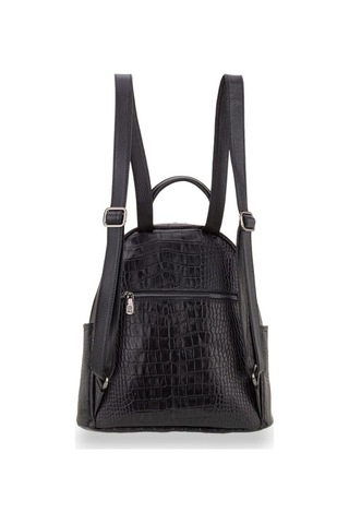 Bilik Deri Siyah Kroko Deri Kadın Sırt Çantası Blm01 9550 Siyah