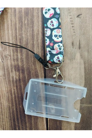 Renkli Kurukafa Kart Askısı Yaka Kartı Boyun Askı İpi Telefon Askısı Yatay Dikey Kart Koruyucu