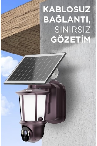 Cmr29 Şarjlı Duvar Lambası Görünümlü Gizli Dış Mekan Kamerası Akıllı Ip Güneş Enerjili Kamera