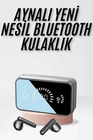 Yeni Nesil Kablosuz Kulaklık Aynalı Powerbank Özellikli Bluetooth Bağlantılı Dijital Göstergeli 1