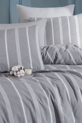 Organik Keten Çift Kişilik Nevresim Takımı Gri