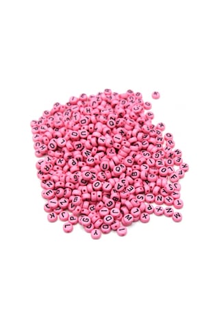 Harf Boncuk Elips Pembe 6 Mm 250 Gr