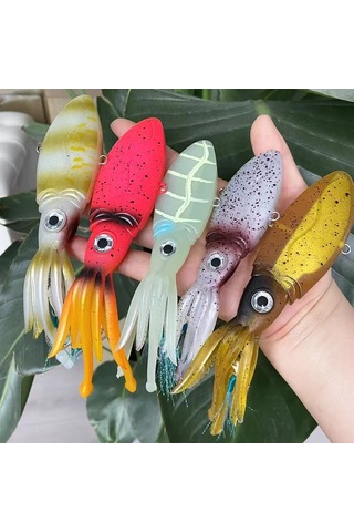 Fochsia C+d 130g Lurego Ağır Yumuşak Yem 2 Adet Işık Saçan Kalamar Yapay Yem 52 İnç Büyük Sualtı Balıkçılık Hediyesi