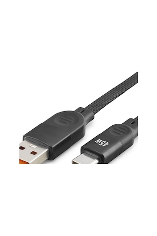 Usb Type-c Şarj Ve Data Kablosu 45w 1 M Örgülü Siyah Nd1102 Evimdeyokyok