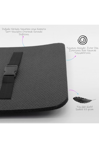 Oturma Matı Kampçı Yürüyüş Dağcılık Zemin Matı Bivak Minderi Kamp Minderi Siyah