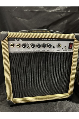 Siyah Elektro Gitar Full Set 15w Bluetooth Amfi