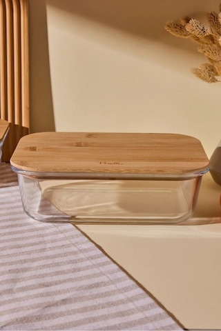 Perotti Locky Bamboo 4 Lü Cam Saklama Kabı 1500+1050+640+370 Ml Bambu - Şeffaf