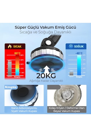 Kingma 360 Dönebilen Vakumlu Torpido Ve Cam İçin Araç Içi Telefon Tutucu -