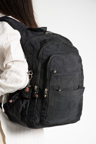 Maymuncuk Hediyeli Mega Boyo Ultra Hafif Çok Cepli Krinkıl Sırt Çantası Unisex Siyah