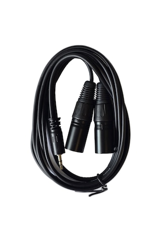 2 Xlr Erkek To 3.5mm Aux Mikser Amfi Mikrofon Ses Kablosu 1.5m Siyah