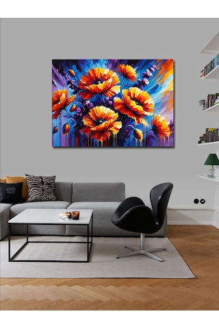 Kanvas Tablo Parlak Turuncu Çiçekler 50cmx70cm