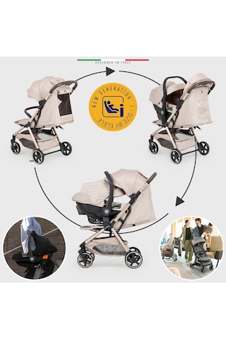 Elele Cabina Kabin Tipi Travel Sistem Bebek Arabası Bej