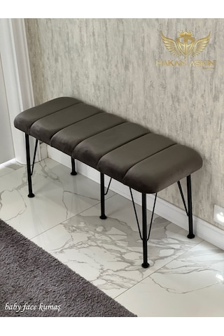 By Hakan Aşkın Siyah Metal Ayaklı Line Style 2024 Babyface Puf & Bench Koyu Füme Koyu Füme Babyface