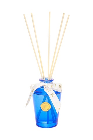 130 Ml Mavi Konik Cam Şişe Bambu Çubuklu Vanilya Sandaloda Kokusu Abundance Prosperity