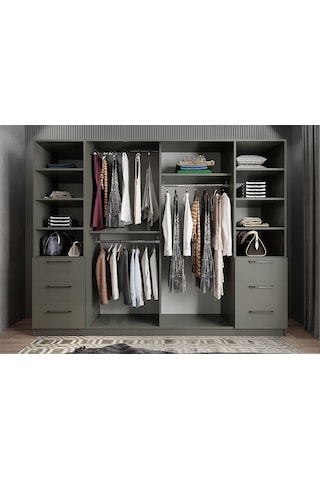 Zeren 6 Kapaklı Çekmeceli Gardırop Dolap F 208 Cm