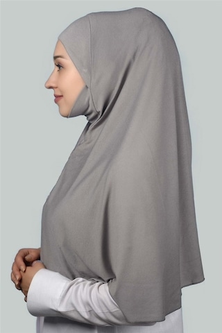 Altobeh Hazır Türban Peçeli Pratik Eşarp Tesettür Nikaplı Hijab - Namaz Örtüsü Sufle (XL) - Gri
