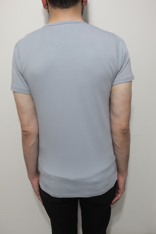 Santa Dmctekstil Erkek Tshirt-091 Düz Spor Kesim Dar Kalıp Bisiklet Yaka Basic T-shirt Gri