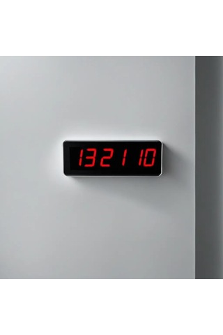 Çift Taraflı Saniyeli Dijital Led Duvar Ve Masa Saati Ve Derece - Kırmızı Kasa Ölçüleri: 16x65 Cm