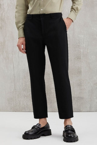 GRIMELANGE Vassel Erkek 360 Derece Esneyen Teknik Kumaşlı Fermuarlı Kordonlu Boru Paça Siyah Pantolon Siyah