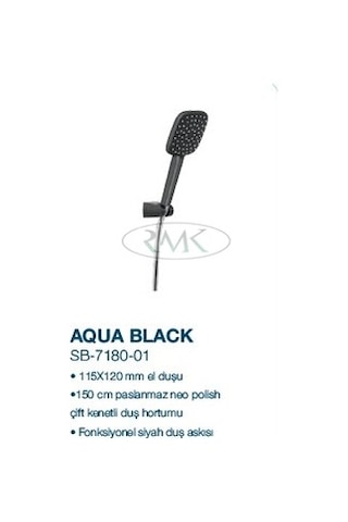 Sukar Askılı Duş Seti Siyah Aqua Black Siyah