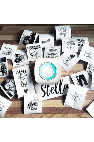 Yunboo C23 Mini Termal Etiket Yazıcı, 1200mah Pil, 57mm Genişlik, 203dpi Çözünürlük, 11 Adet Termal Kağıt + 5 Renkli Kalem Dahil