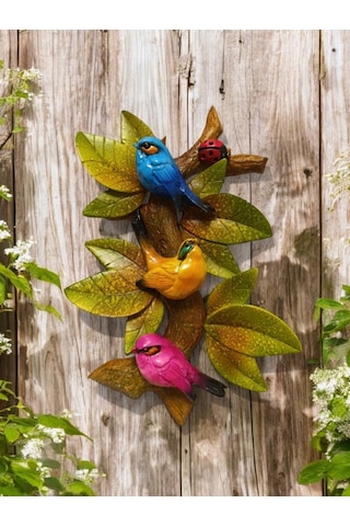 Dekoratif Canlı Renk Sevimli Kuşlar Figürlü Duvar Süsü Zarif Ev Ve Bahçe Dekorasyonu İçin Şık Aksesuar