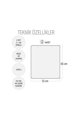 2 Set - 69 Parça Tox Iç Organlar ve Takvimi Öğreniyorum Keçe Cırt