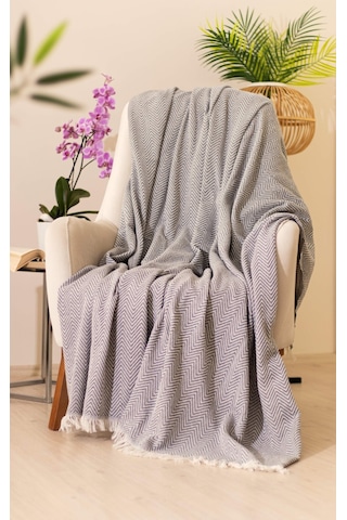 Tabu Home Dokuma Cozy Comfort Koyu Gri Tv Örtüsü