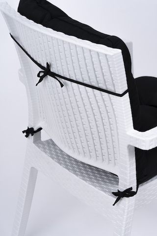 Altınpamuk Neva Pofidik Özel Dikişli Bağcıklı Arkalıklı Sandalye Minderi 44x88 CM Siyah