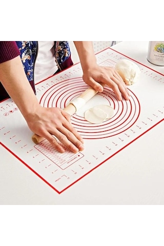 Novahub Geniş Siyah Silikon Pişirme Matı - 60x50cm - Pasta, Pizza, Hamur İşi İçin Yapışmaz Mutfak Matı - 8 Boyut Seçeneği