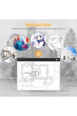 Monozone A3 Led Işıklı Çerçeve Çizim Tableti Dijital Grafik Sanat