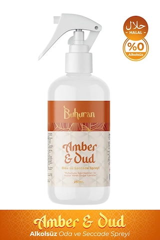 Amber & Oud Oda Ve Seccade Spreyi Helal Sertifikalı Saf Esans Kumaş Kokusu 250ml