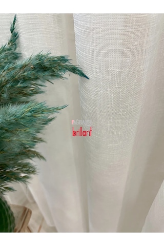 Tül Perde Brillant Ağır Gramajlı Keten Görünümlü Desen Ütü İstemez