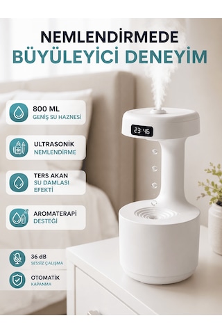 Ultrasonik Hava Nemlendirici 800 Ml Aromaterapi Difüzör Ters Su Damlası Efektli Diğer