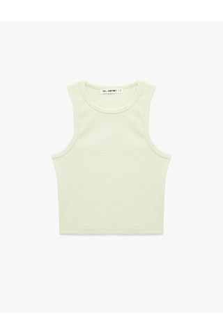 Koton Slim Fit Bisiklet Yaka Fitilli Kolsuz Atlet Yeşil 6sal30051ık