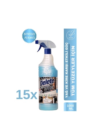 Delete Çok Amaçlı Temizleyici - Yağ Kir Leke Küf Sökücü - 1 Lt. 15 Adet 15'li Set