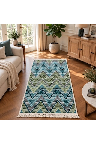 Bigghome Çift Taraflı Kilim 80 150 Cm Sa26op Yeşil