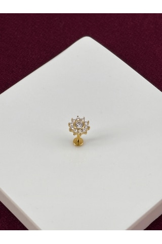 Güneş Şekilli Ve Taşlı Gold Piercing Gold