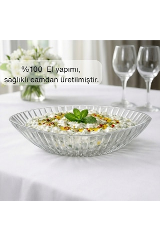 Selen Concept Riva Model El Yapımı Cam Salata Kasesi ve Meyvelik Tekli