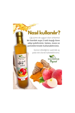 Zerdeçallı Elma Sirkesi 500 Ml 4'lü Paket - Organik Doğal Fermantasyon