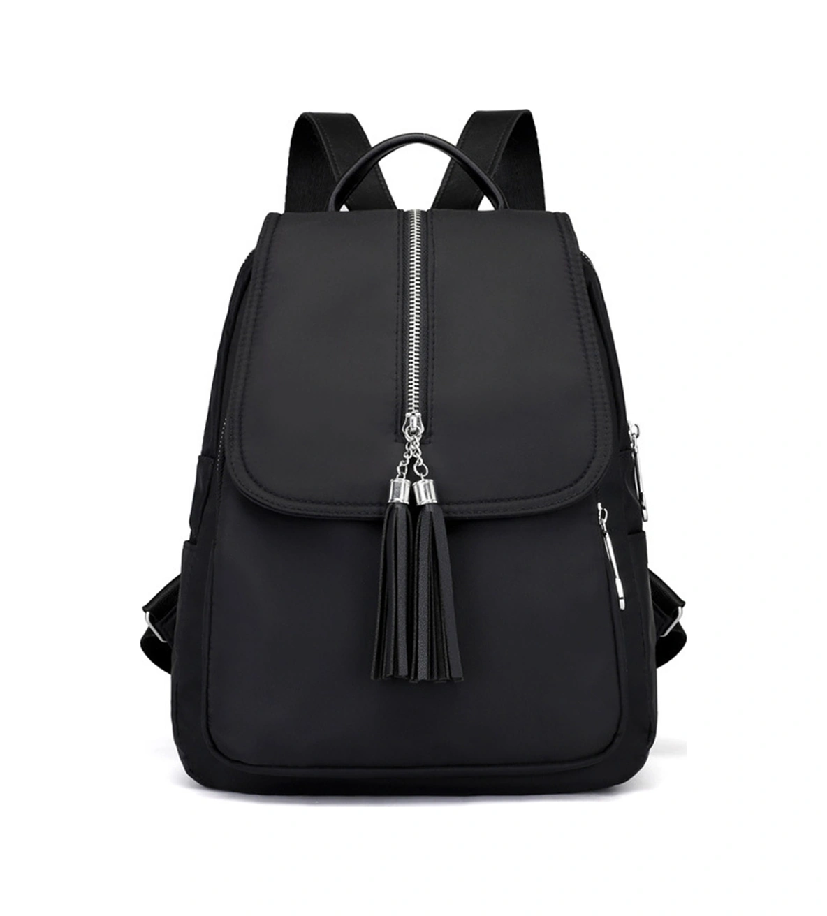 Yuntech01 Kadınlar İçin Sırt Çantası, Su Geçirmez Nilon, Anti Hırsızlık Cep, Tassel Desenli, Seyahat-okul-kampa Uygun Siyah Çanta Çok Renkli