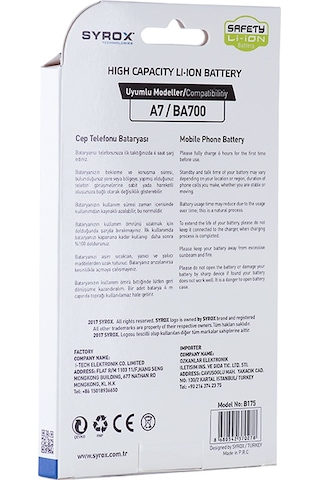 Syrox Samsung Uyumlu Galaxy A7 Ba700 Batarya 2300 Mah B175