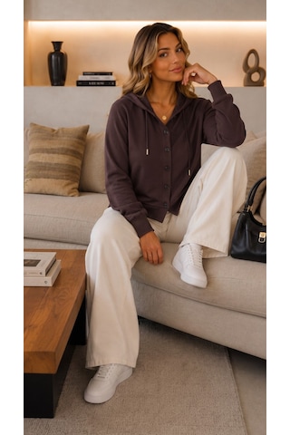 Unika Boutique Kadın Kapüşonlu Çilek Hırka Kahverengi