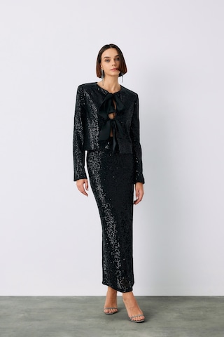 Sateen Payetli Kısa Ceket - Siyah-135239 Siyah