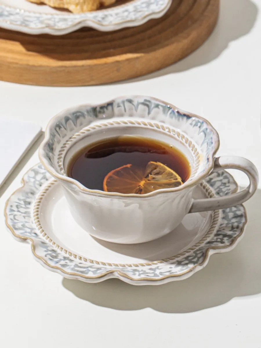 Aberu Shop Vintage Çay/kahve Takımı - Fincan Ve Kesesi Seti 220 Ml 356730483 Mavi Topaz