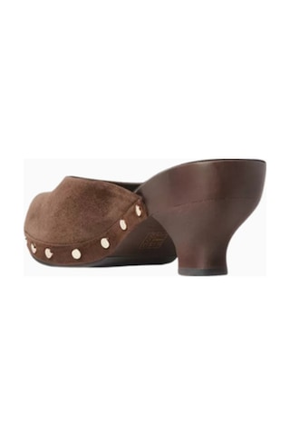 Camp Jeffrey Campbell Cloguette Kahverengi Süet, Stud Detaylı Yuvarlak Burun Kadın Mules Terlik Koyu Kahverengi 38